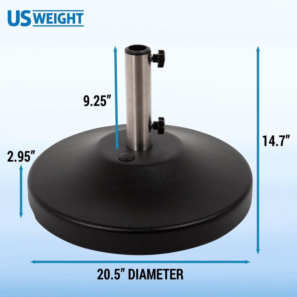 Black Metal Rolling Free-Standing Umbrella Base