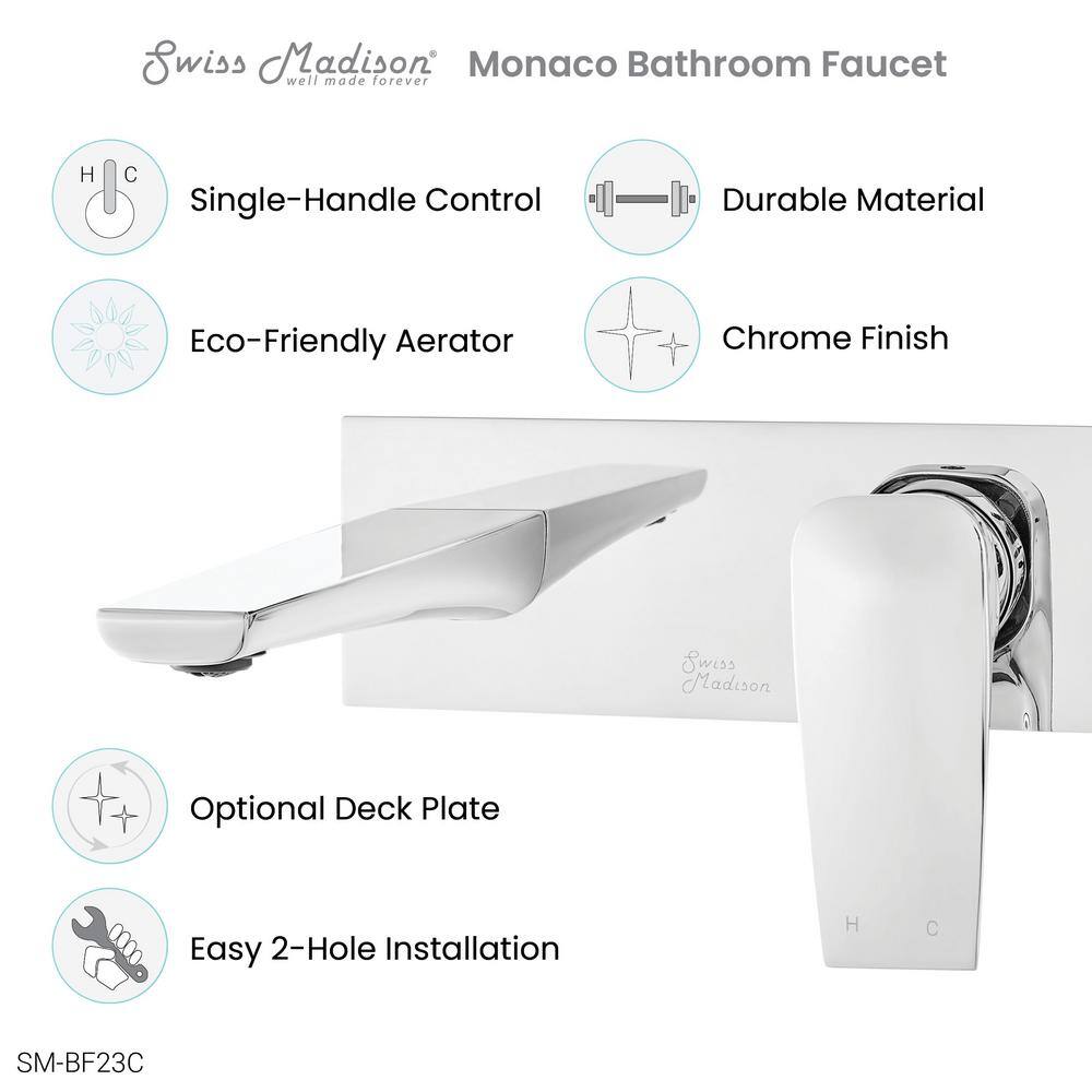 Monaco Chrome Single-Handle Wall-Mount Bathroom Faucet