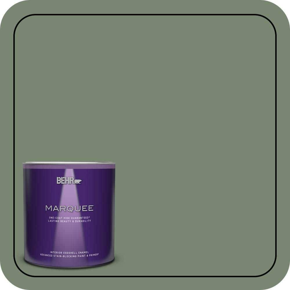 BEHR MARQUEE 1 qt. #440F-5 Winter Hedge Eggshell Enamel Interior Paint ...
