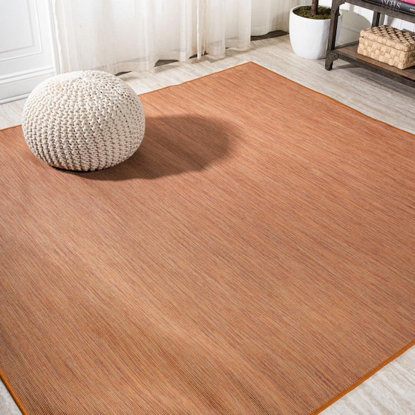 JONATHAN Y Ethan Modern Flatweave Orange 6 ft. 7 in. Solid Square Indoor/Outdoor Area Rug