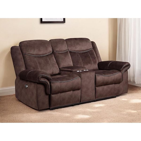 78.75 in. Dark Brown Solid Microfiber 2-Seater Loveseat with Nailhead Trim;Storage