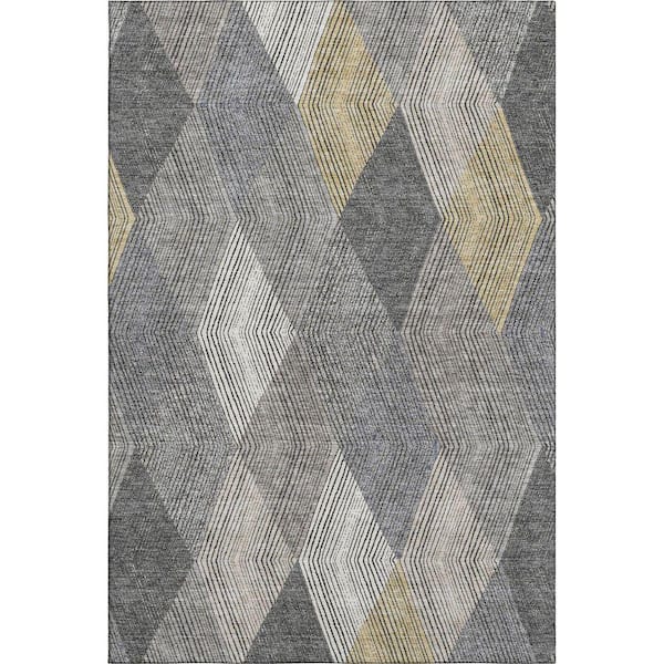 Mayfield Premium Machine Washable Abstract AMF962 Pewter 5 ft. x 7 ft. 6 in. Area Rug