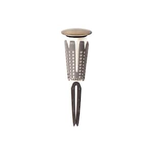 1.5 in. Dia Cap SinkSTRAIN Universal ABS Never Clog Easy Install/Remove Hair Catcher Pop-Up Stopper in Antique Brass