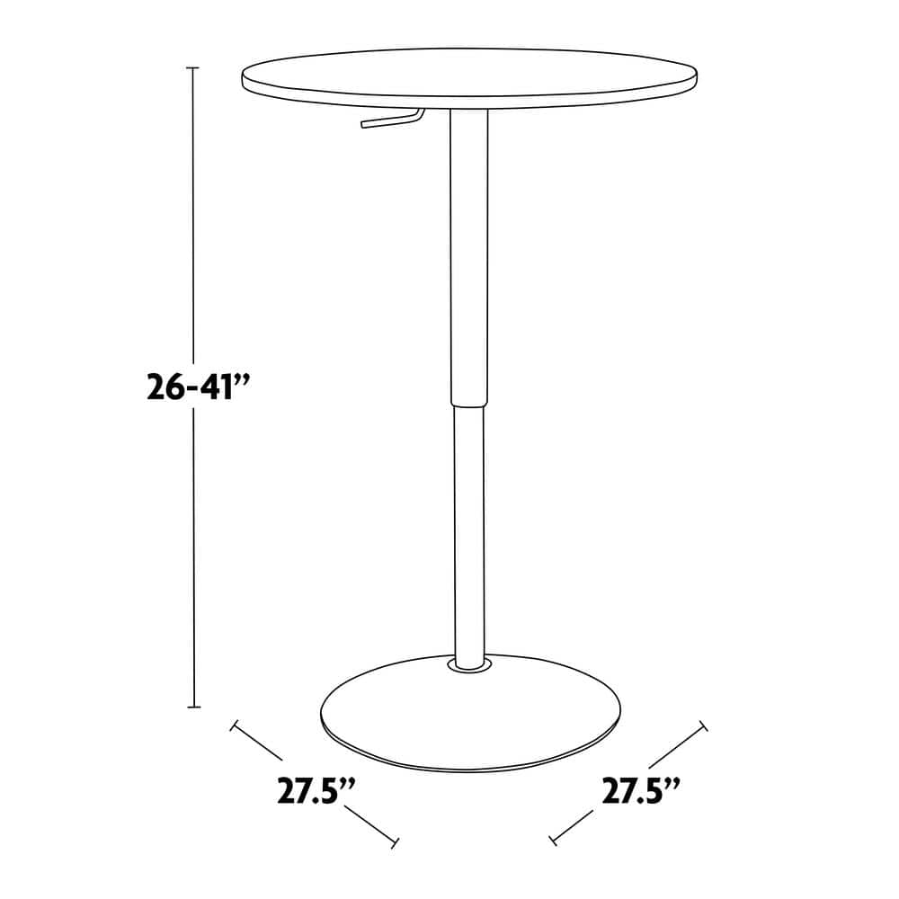 Adjustable Round Walnut Wood and Black Metal Bar Table