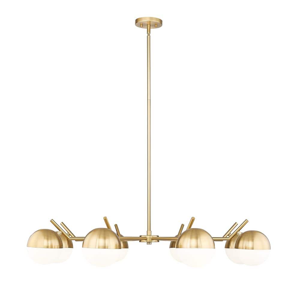 Realm Sphere 8 Light Modern Gold Chandelier with Matte Opal Glass Shades fo