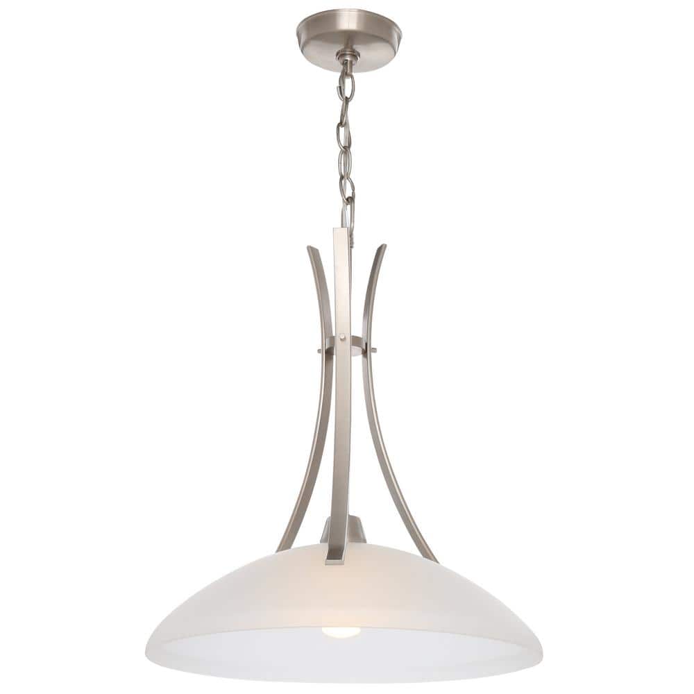 Wisten Brushed Nickel Pendant with Etched Glass Shade