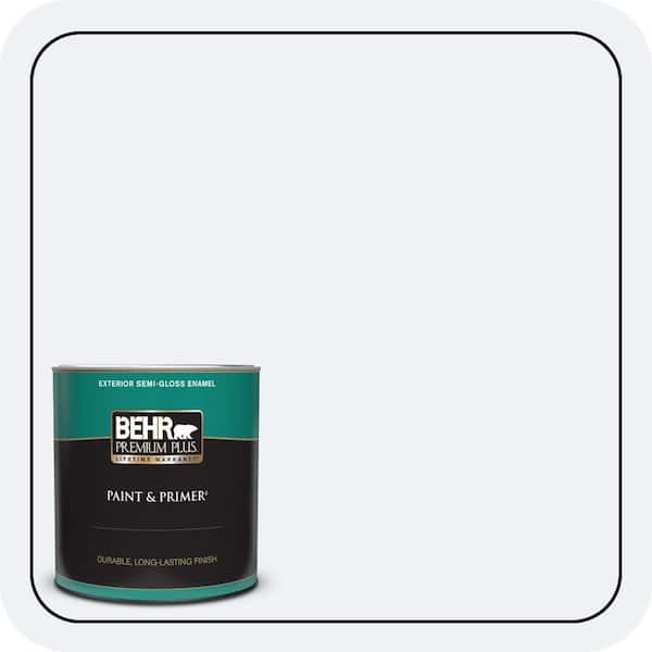 BEHR PREMIUM PLUS 1 qt. #BL-W10 Maui Mist Semi-Gloss Enamel Exterior Paint & Primer