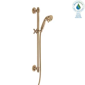 3-Spray Patterns 1.75 GPM 3.34 in. Wall Mount Handheld Shower Head with Slide Bar and H2Okinetic in Champagne Bronze