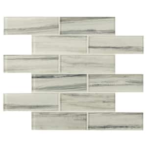 Malta Cliffs Subway 12 in. x 12 in. Glossy Glass Mesh- Mounted Wall Tile (9.7 sq. ft./Case)