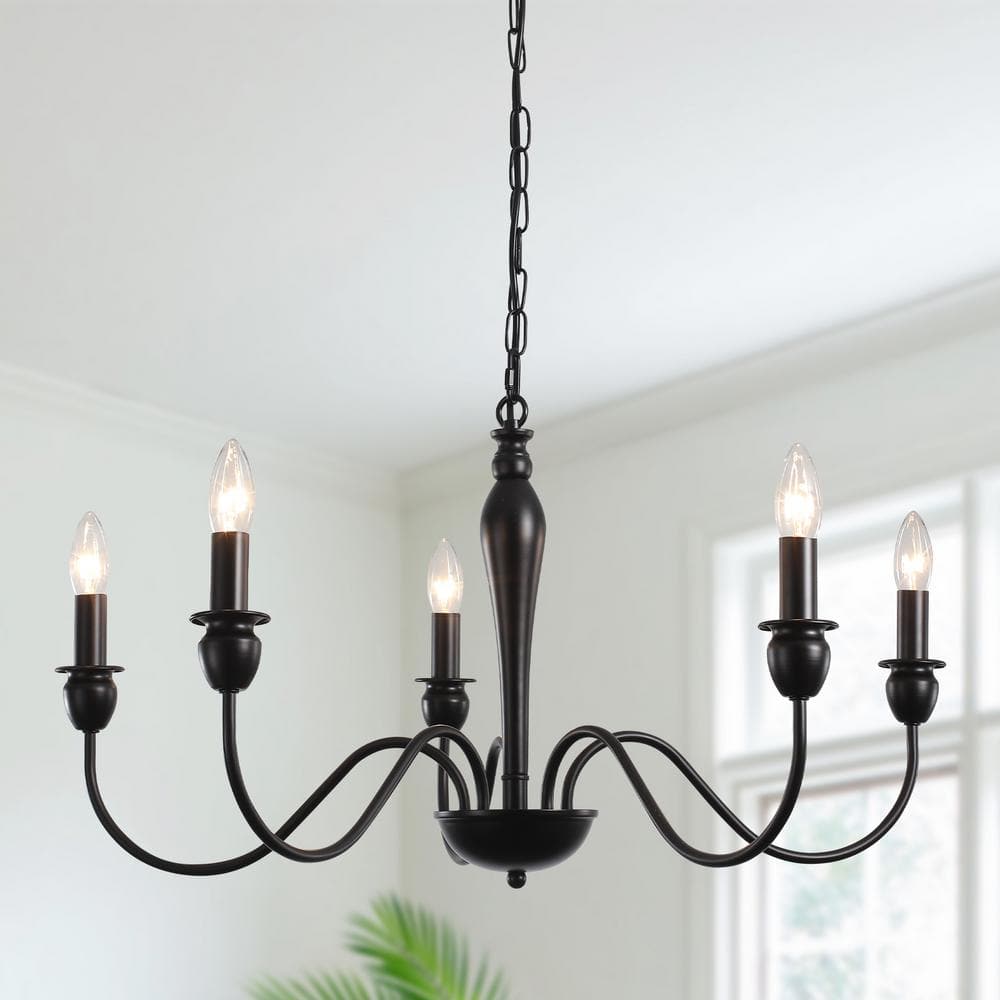 Marypaz 5-Light Black Dimmable Classic Traditional Farmhouse Chandelier for Kitchen Island with no Bulbs Included price history on PriceWatchPro
