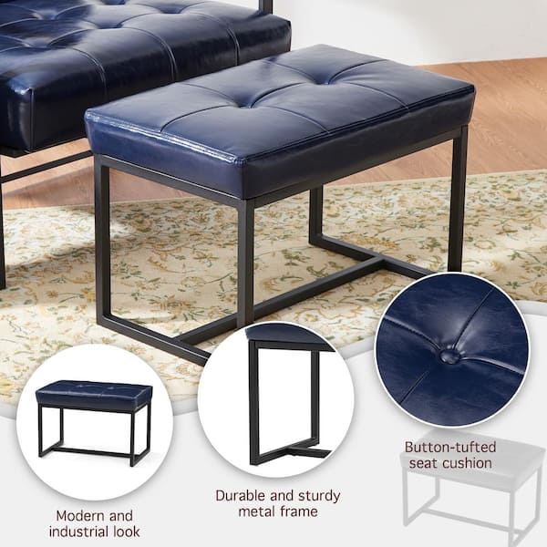 Have a question about Glitzhome Modern Navy Blue Thick Leatherette