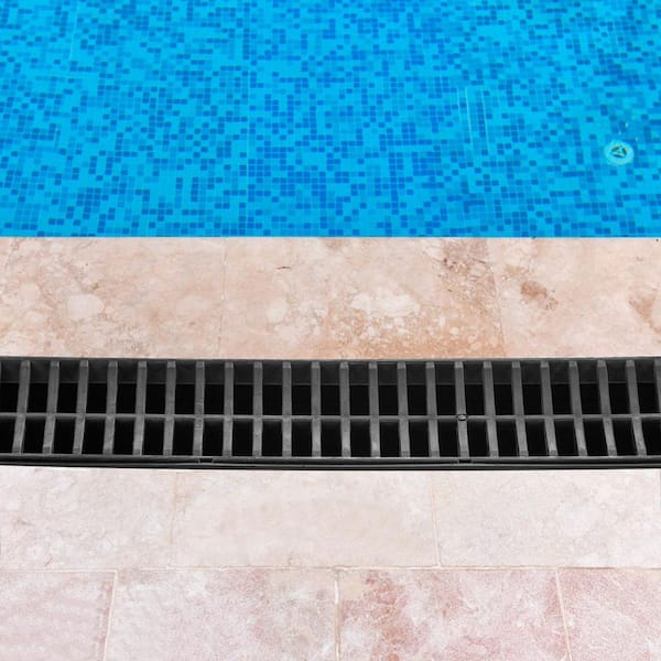 Trench Drain System,5.8x5.2x39.4-In. HDPE Drainage Trench, Channel Drain with Plastic Grate, Black Plastic Drain, 3 Pack