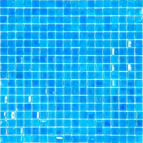Apollo Tile Skosh 4 in. x 6 in. Glossy Sea Blue Glass Mosaic Uniform square Wall and Floor Sample Tile (0.13 sq. ft./Piece) (1-Pack)