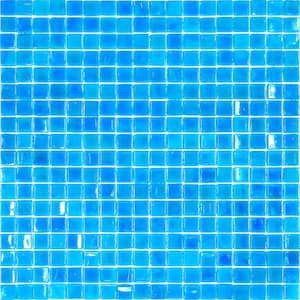 Skosh 11.6 in. x 11.6 in. Glossy Sea Blue Glass Mosaic Wall and Floor Tile (18.69 sq. ft./case) (20-pack)