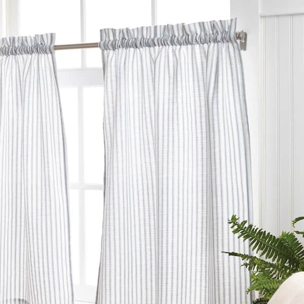 Martha Stewart Ticking Stripe Valance Indigo - 28 in. W x 36 in. L  1Y20380YIN - The Home Depot