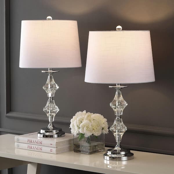 Jonathan Y Madison 27.5 In. Clear Chrome Crystal Table Lamp (set Of 2 