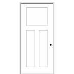 30 in. x 80 in. Smooth Cratsman 3-Panel Left-Hand Solid Core Primed Molded Composite Single Prehung Interior Door