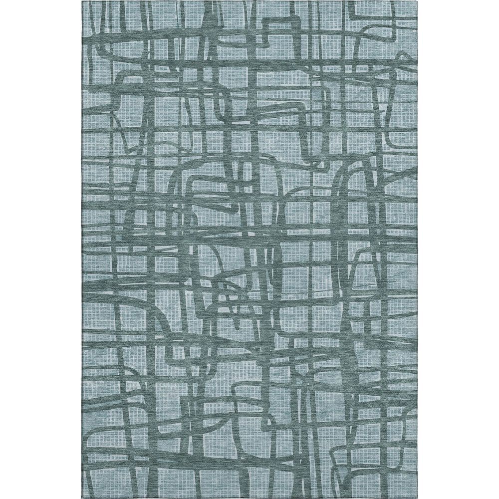 Mayfield Premium Machine Washable Abstract AMF2491 Teal 3 ft. x 5 ft. Area Rug price history on PriceWatchPro