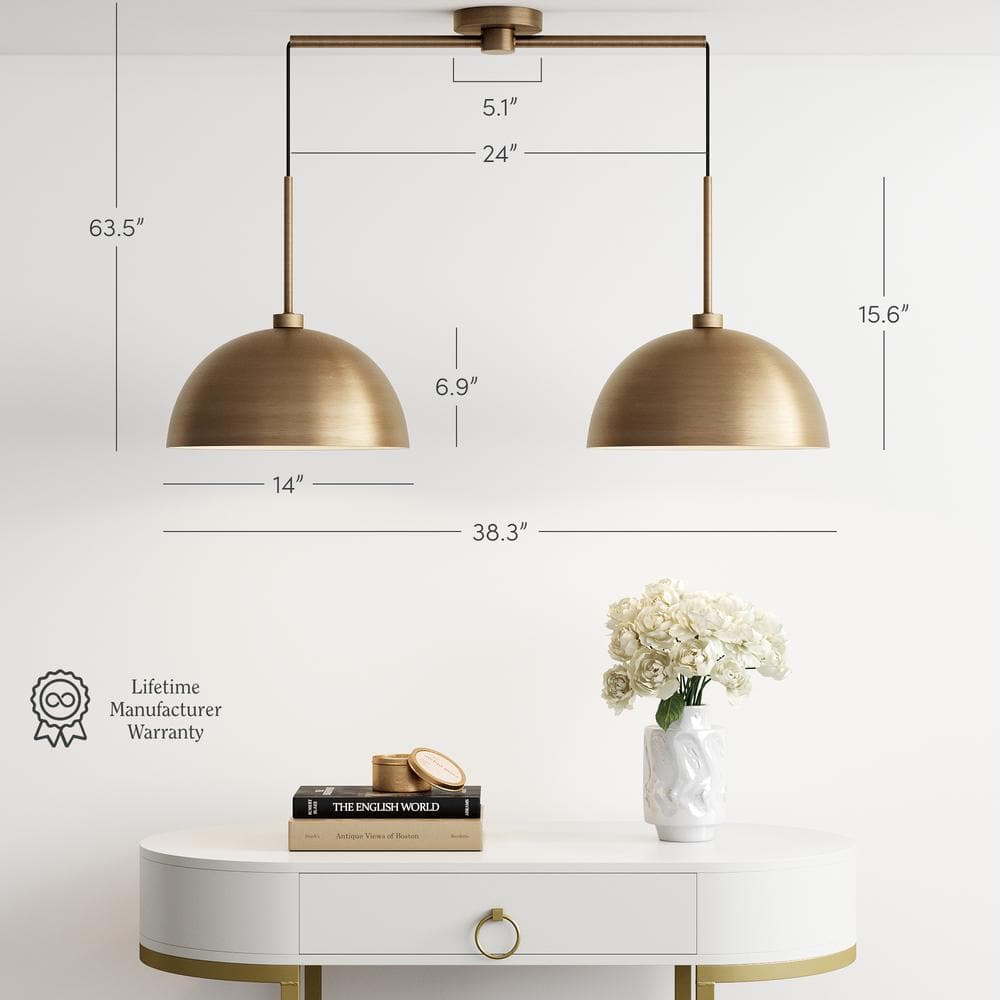 Percy Brass 2-Light Modern Island Pendant Fixture