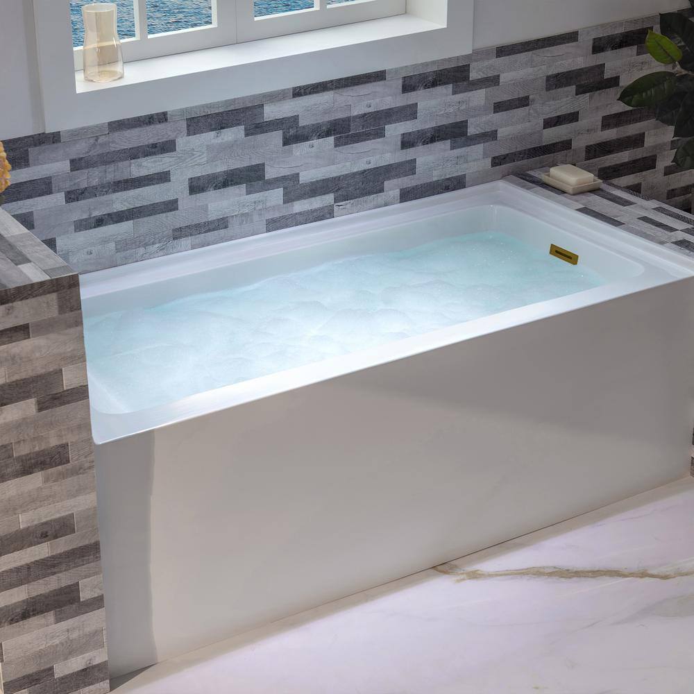 Vine 60'' x 30'' White Acrylic Alcove Soaking Bathtub