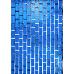 Tropical Style Ocean Blue Brick Mosaic 1 in. x 2 in. Recycled Glass Wall & Pool Tile (8 Sq. Ft./Case)