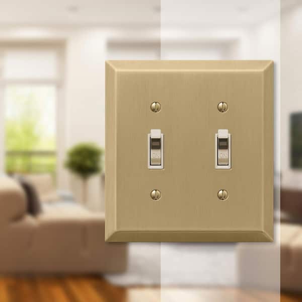 Metallic 2 Gang Toggle Steel Wall Plate - Brushed Bronze