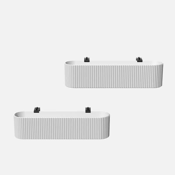 Veradek Demi 8.5 in. L x 36 in. W x 8.75 in. H Rectangular White Plastic Hanging Window Box Planter (2-Pack)
