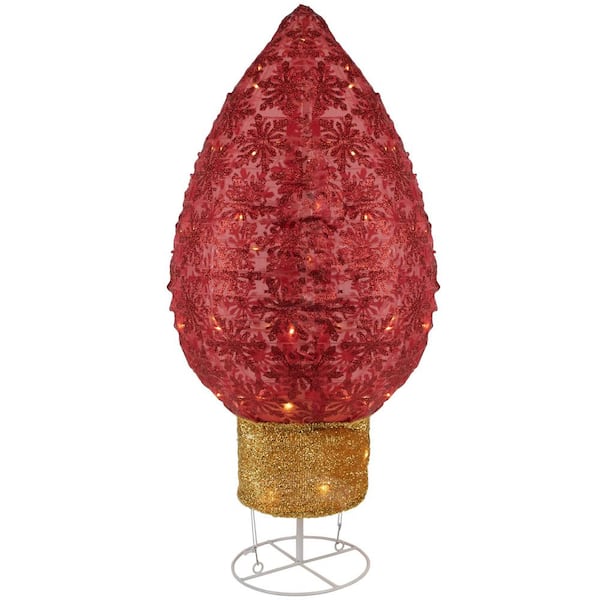 LED Lighted Retro Light Bulb Outdoor Christmas Decoration-32in.-Red-Warm White