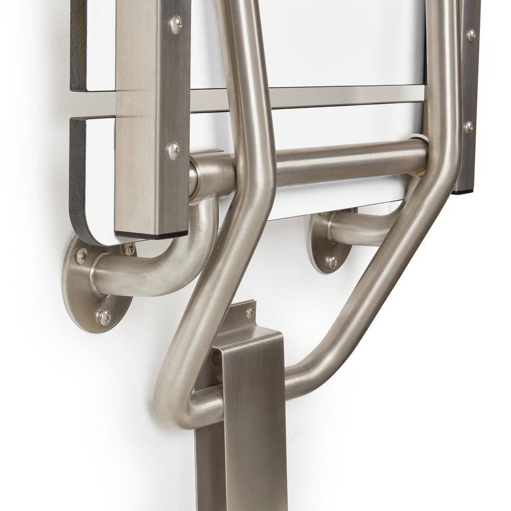18" x 15" White Phenolic Folding Wall Mount Shower Seat Bench