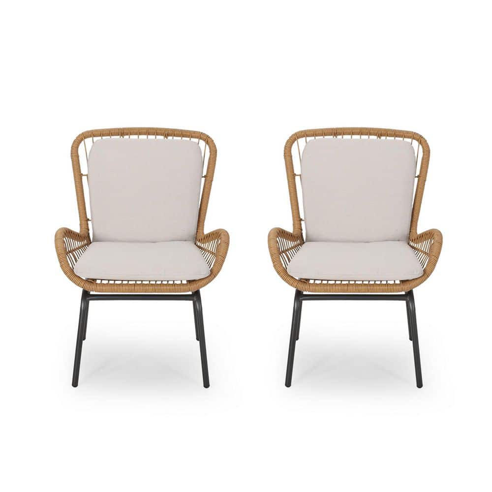 Mccaskill Light Brown Outdoor Dining Chair with Gray Cushions (2-Pack) price history on PriceWatchPro