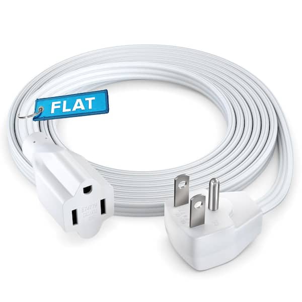 6 ft. 14/3 Medium/Heavy Duty Indoor Extension Cord Flat Plug Flat Wire, 15Amps, White