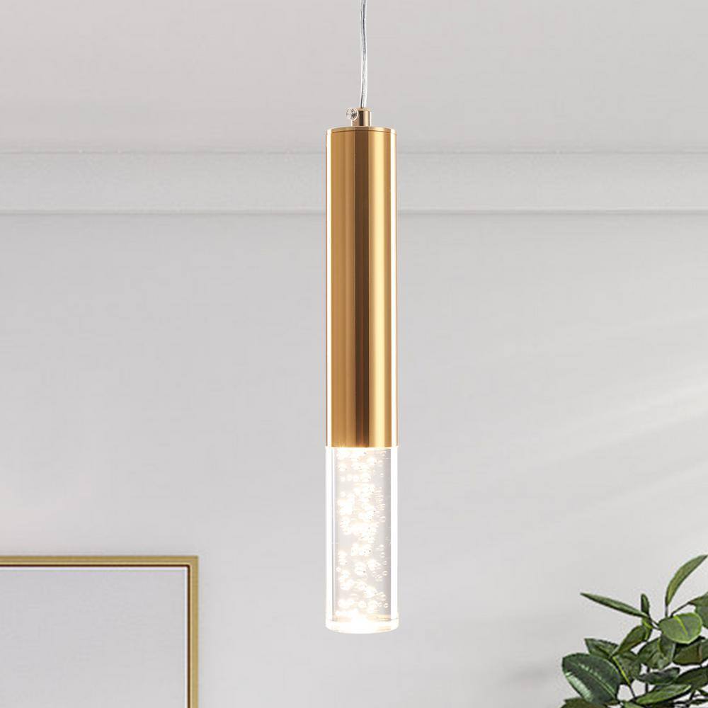 LED 7-Watt 1-Light Kitchen Island Gold Acrylic Mini Pendant Light, Adjustable Hanging Length price history on PriceWatchPro