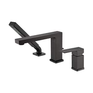 Single-Handle Deck-Mount Roman Tub Faucet with Hand Shower in Oil Rubbed Bronze