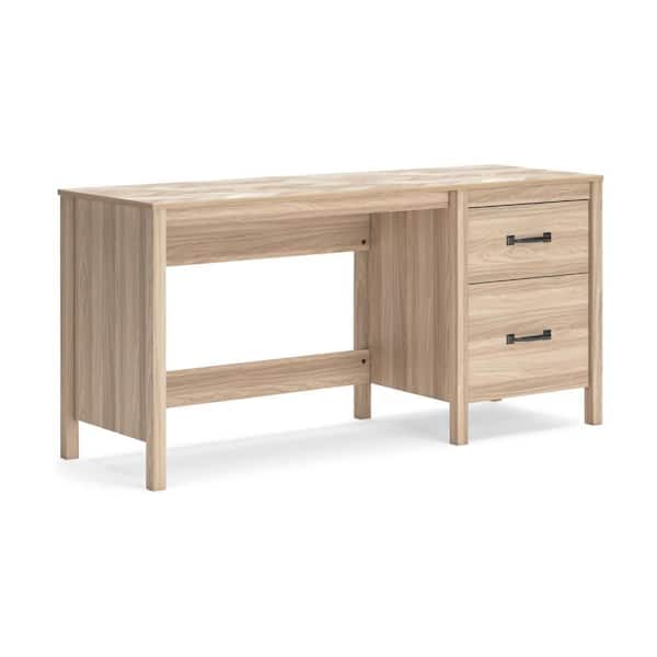Bette 60 in. Rectangular Brown Wood 2-Drawer Writing Desk with Side Cabinet