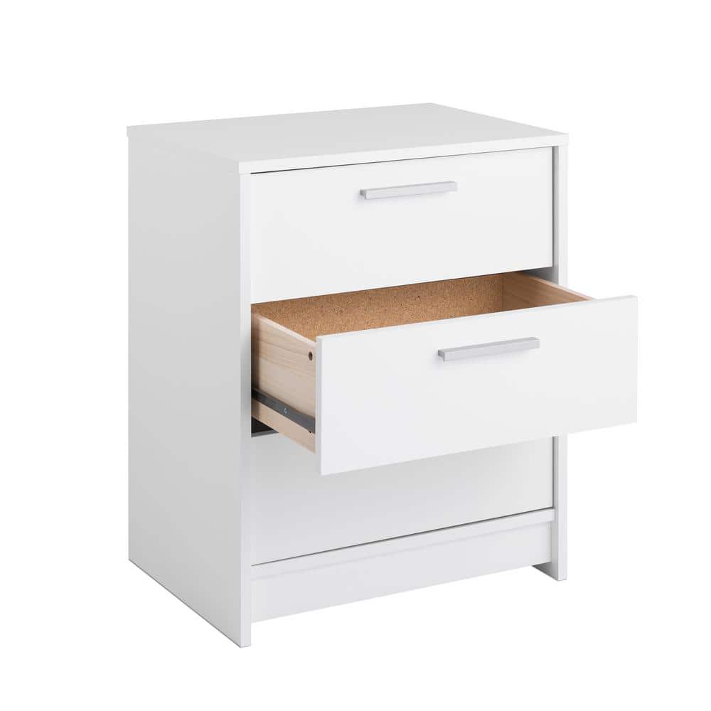 White 3-Drawer Wood Nightstand with Engineered Composite Top