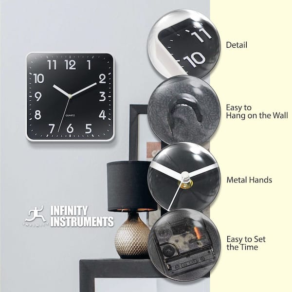 Infinity Instruments St. Mark Square Wall Clock, White, 10 in