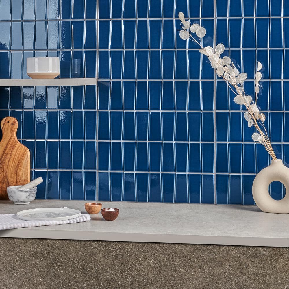 Nautical Blue Glazed Ceramic Subway Wall Tile 4.43'' x 17.62''