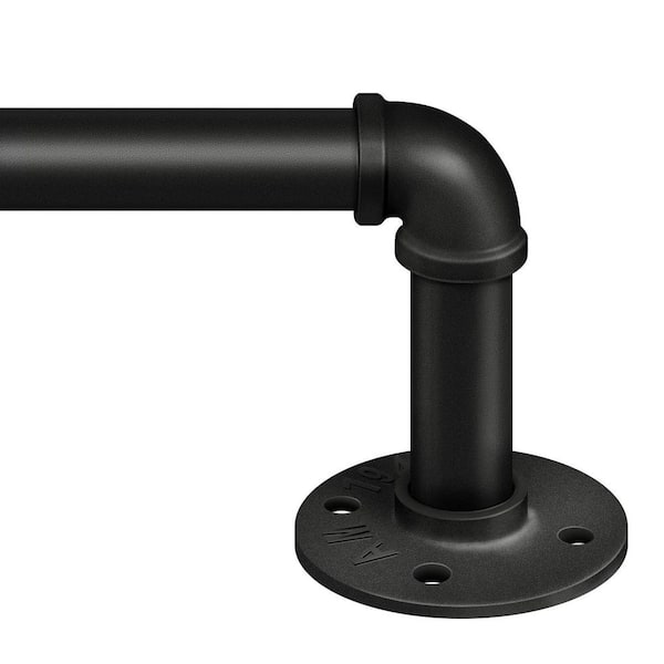 1 in. Dia. x 66 in. to 120 in. Adjustable Shower Curtain Rod in Black, Indoor Outdoor Room Divider Drapery Pole