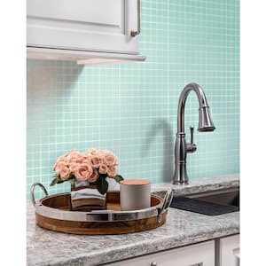 Ice Blue 11.8 in. x 11.8 in. 1 in. x 1 in. Matte Finished Glass Mosaic Tile (9.67 sq. ft./Case)