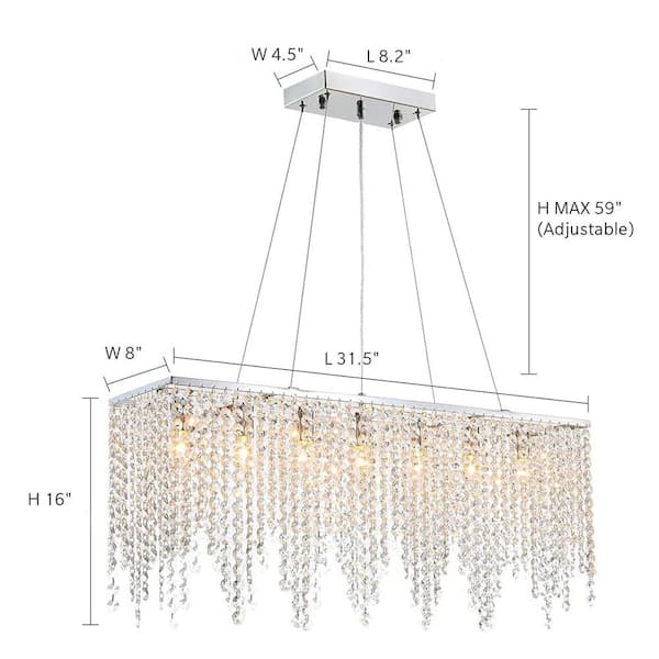 Siljoy Shire 32 In Chrome Crystal, Crystal Chandelier Pendant Parts List