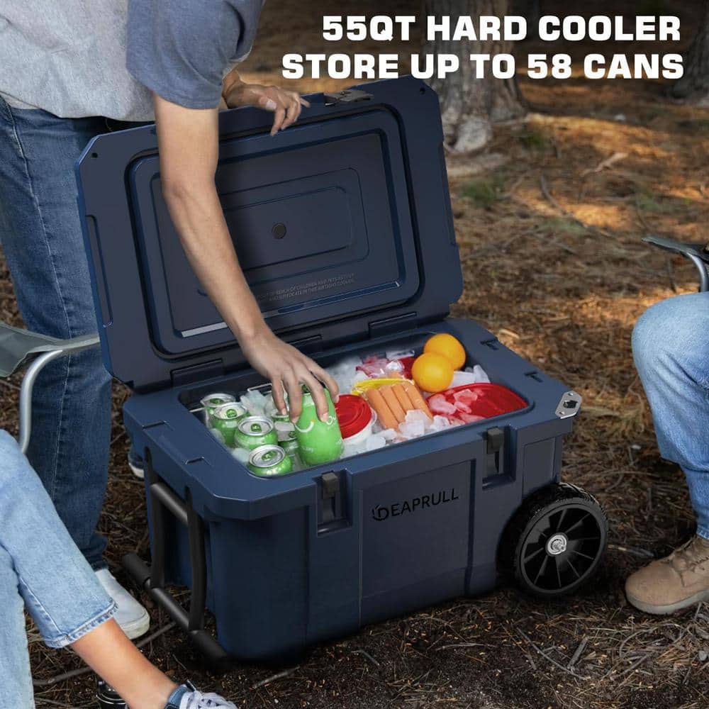 Blue 55 qt. Heavy-Duty Portable Chest Cooler with Wheels and Handle