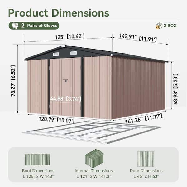 miページ　Sサイズ Sizzim 10 ft. W x 12 ft. D Metal Storage Shed with Subfloor