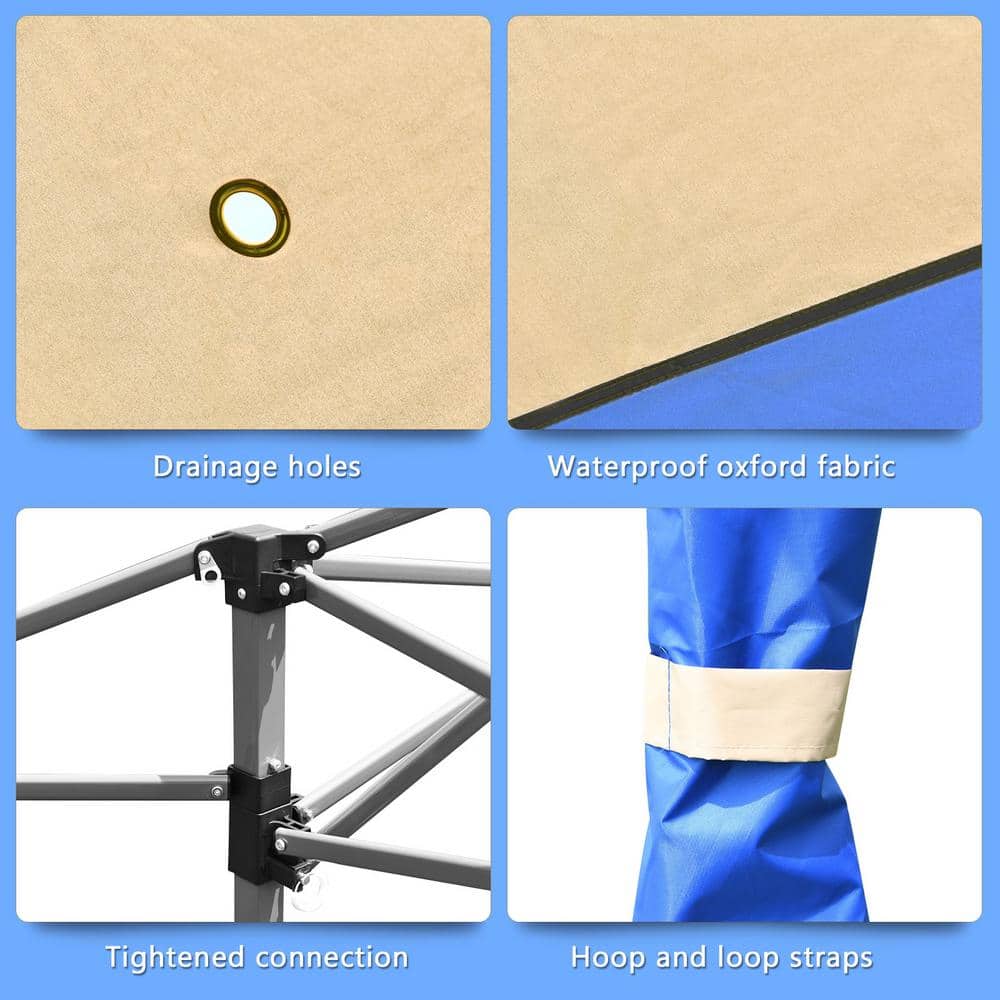 Blue and Beige 13' x 13' Pop-Up Canopy Tent with Steel Frame