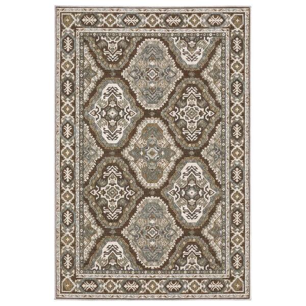 AVERLEY HOME Edgewater Rust/Blue 4 ft. x 6 ft. Traditional Oriental Trefoil Medallion Polyester Indoor Area Rug