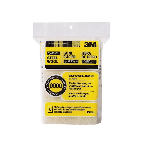 3M 2 in. x 4 in. #0000 Super Fine Synthetic Steel Wool Pads (6-Pack) 10119  - The Home Depot