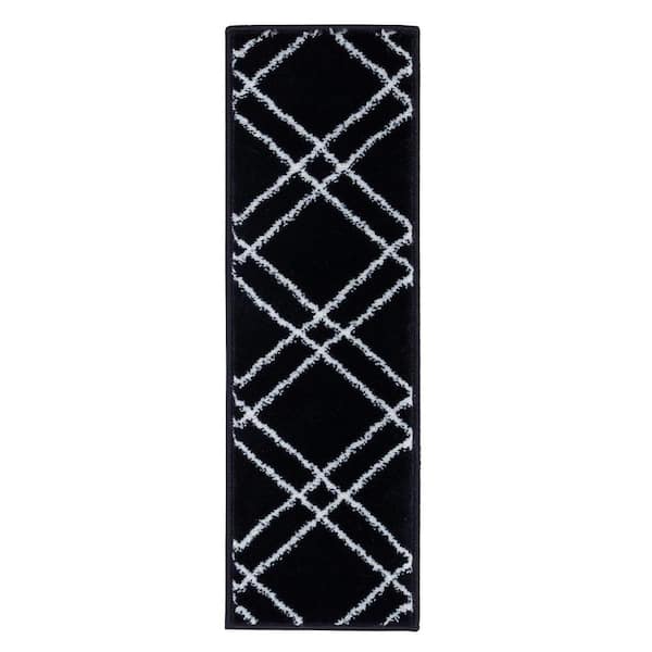 SUSSEXHOME Vintage Collection Navy 9 in. x 28 in. Polypropylene Stair Tread Cover (Set of 15)