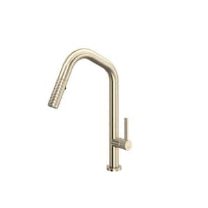Tenerife Single Handle Pull Down Sprayer Kitchen Faucet with Secure Docking in Satin Nickel