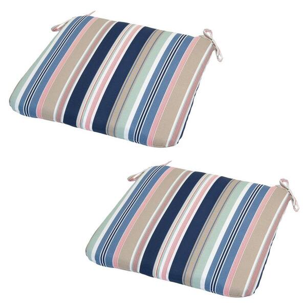 Hampton Bay Hudson Stripe Outdoor Seat Cushion (2-Pack)