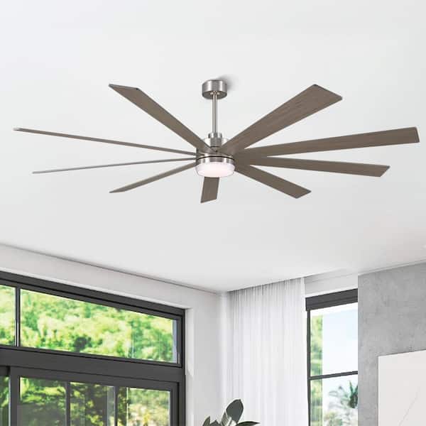 84 in. (7 ft.) LED Indoor Ceiling Fan with LED Light and Remote, Nickel