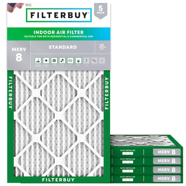 10 in. x 30 in. x 1 in. MERV 8 (FPR 5) Dust Defense Pleated HVAC AC Furnace Air Filters Replacement (5-Pack)